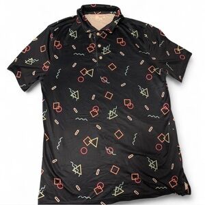 Geometric Pattern Navy Polo Shirt